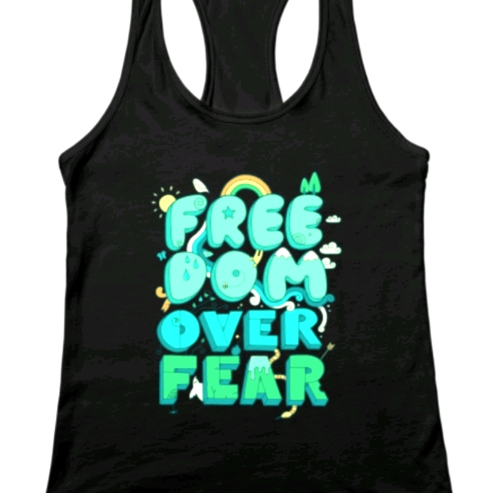 Freedom Over Fear Fun Razorback Tank Top Size S